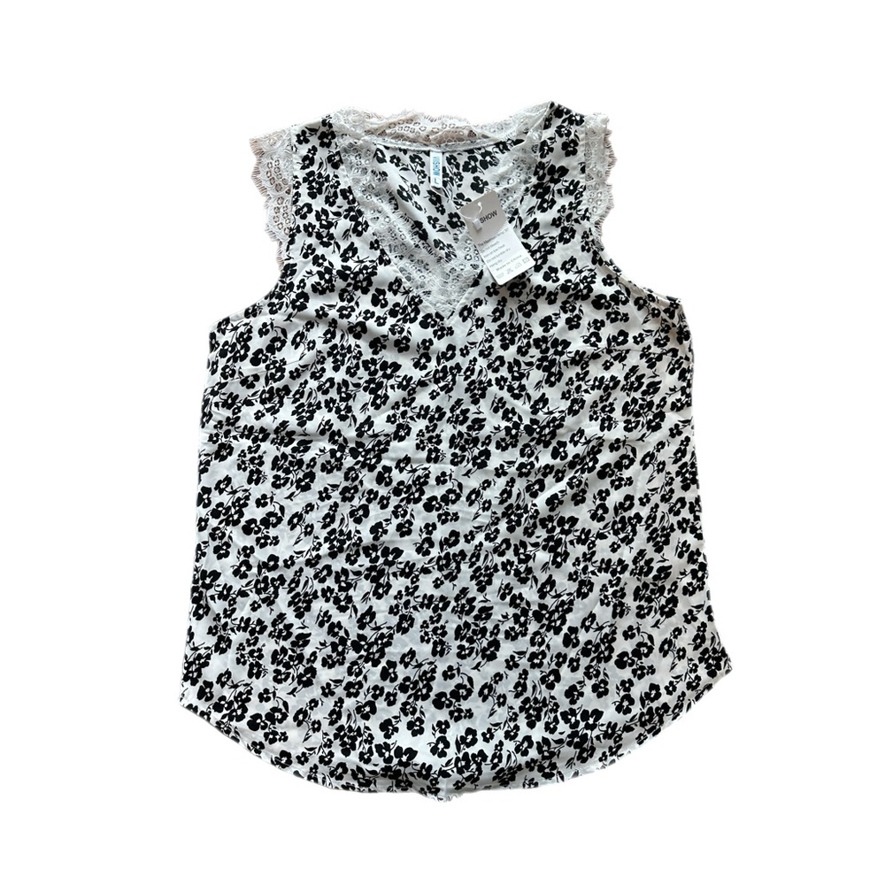 Floral Lace Trim Top